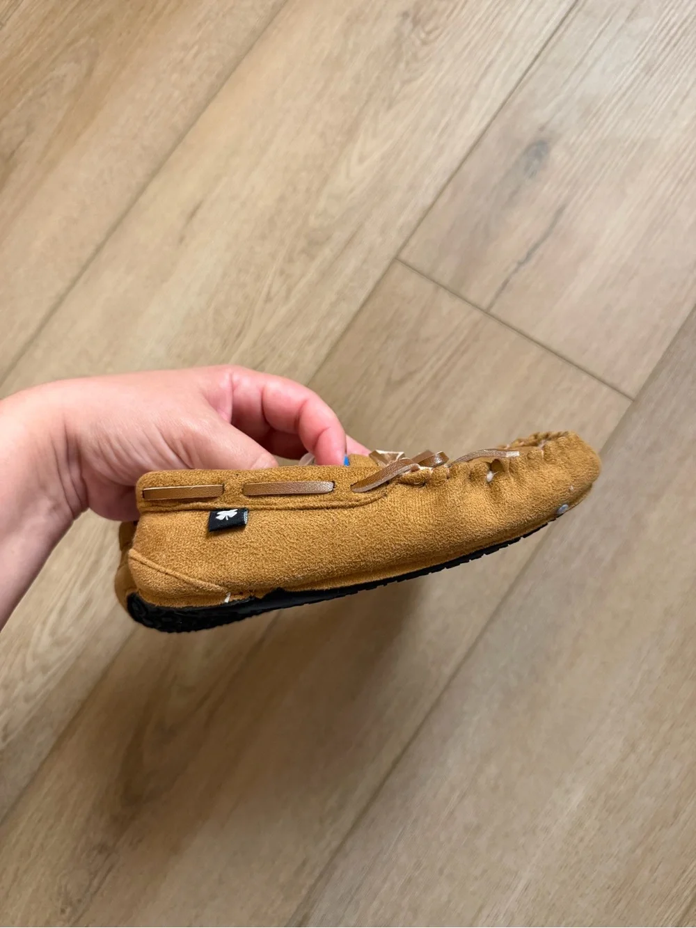 Lucky Brand Kids Tan Suede Moccasin Slippers